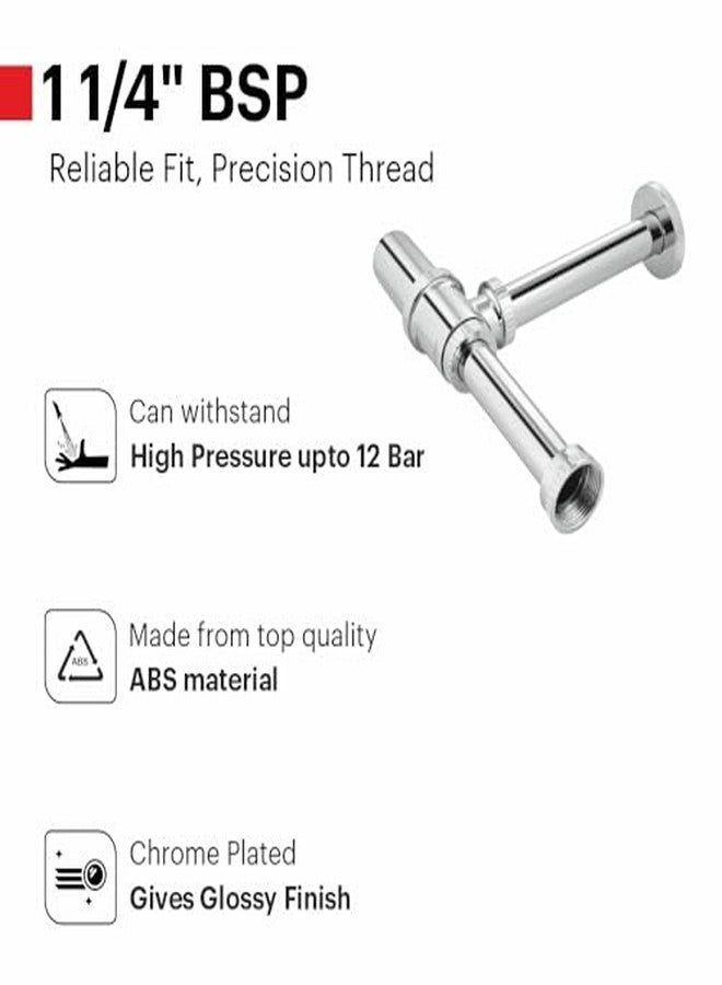 Johnson Bathrooms Johnson ABS Bottle Trap for Wash Basin with 190 mm Outlet Pipe | ABS Material | Chrome Plated Glossy Finish with Wall Flange | Anti Cockroach Trap | 1 Year Warranty (Pack of 1) - Image 4